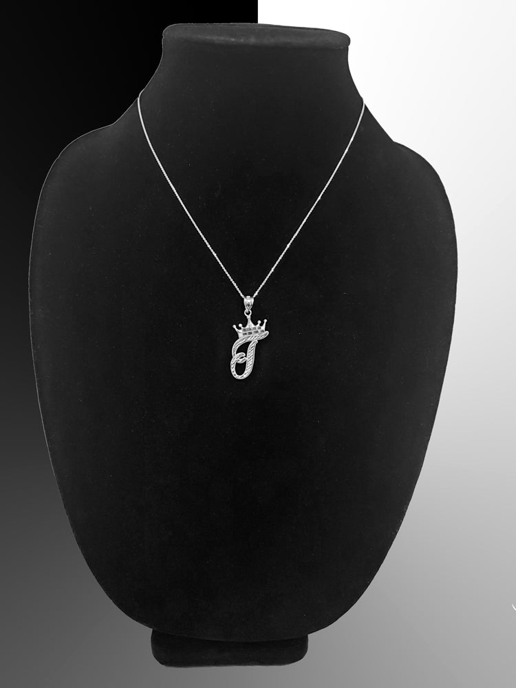 Gold Alphabet Cursive Letter 'T' Initial DC Pendant Necklace (yellow, white, rose, 10K, 14K) Karma Blingz