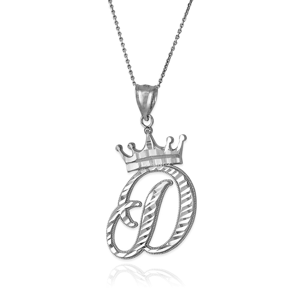 Gold Alphabet Cursive Letter 'D' Initial DC Pendant Necklace (yellow, white, rose, 10K, 14K) Karma Blingz
