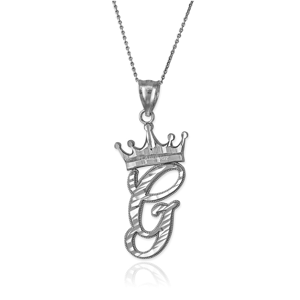 Gold Alphabet Cursive Letter 'G' Initial DC Pendant Necklace (yellow, white, rose, 10K, 14K) Karma Blingz