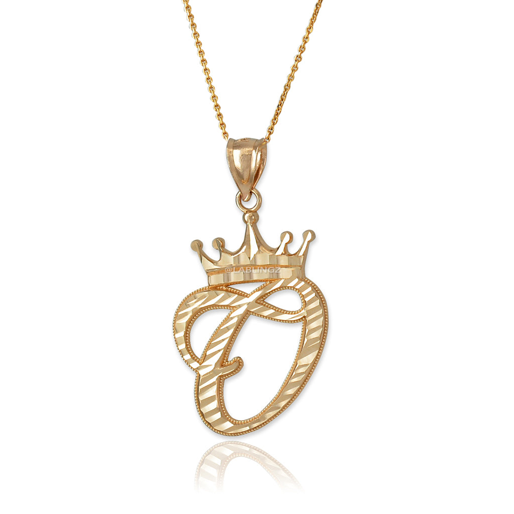 Gold Alphabet Cursive Letter 'O' Initial DC Pendant Necklace (yellow, white, rose, 10K, 14K) Karma Blingz