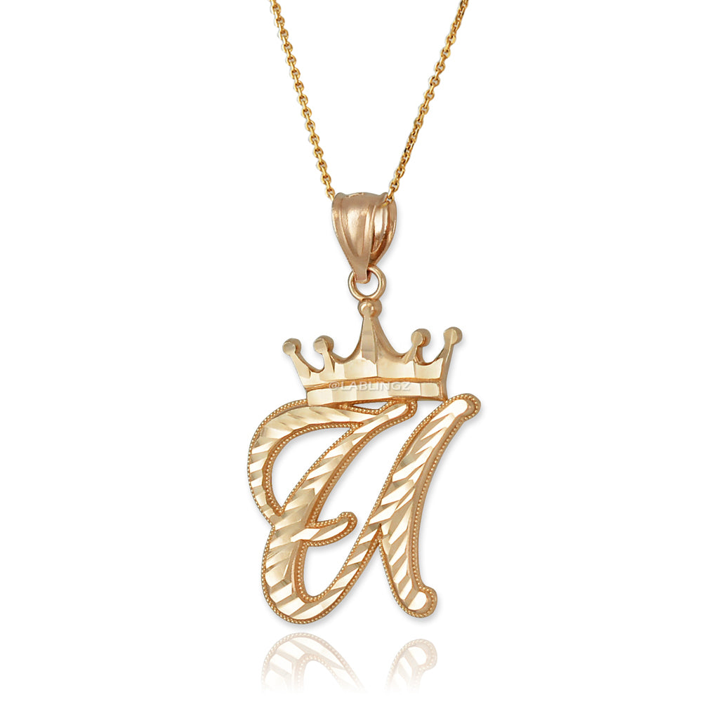 Gold Alphabet Cursive Letter 'U' Initial DC Pendant Necklace (yellow, white, rose, 10K, 14K) Karma Blingz