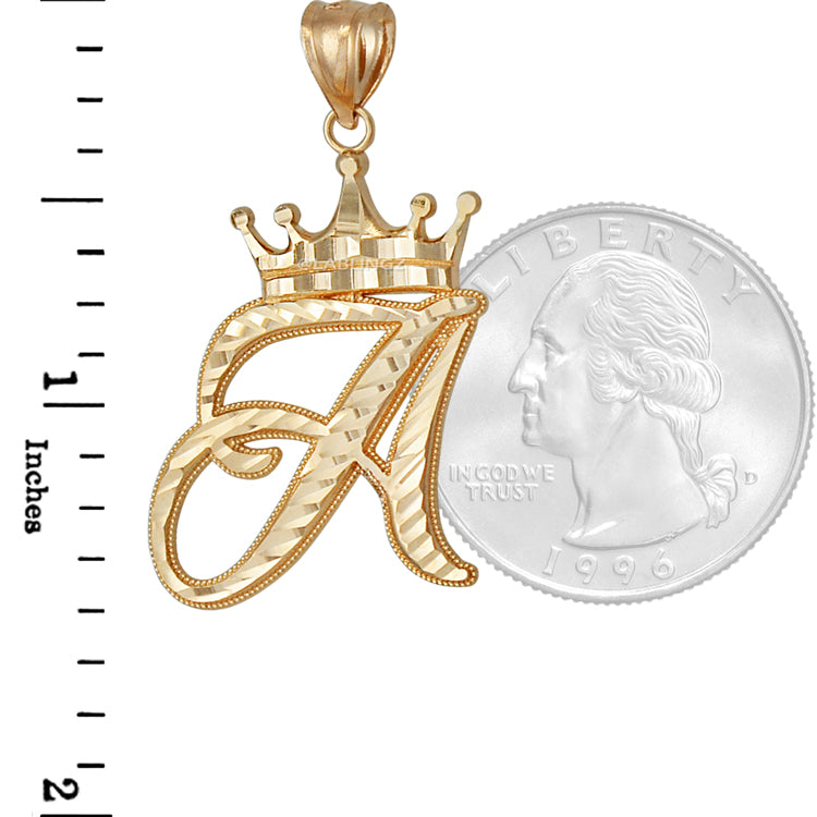 Gold Alphabet Cursive Letter 'A' Initial DC Pendant Necklace (yellow, white, rose, 10K, 14K) Karma Blingz