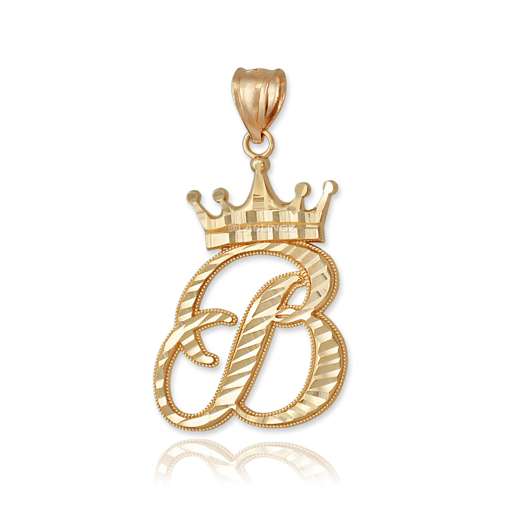 Gold Alphabet Cursive Letter 'B' Initial DC Pendant Necklace (yellow, white, rose, 10K, 14K) Karma Blingz