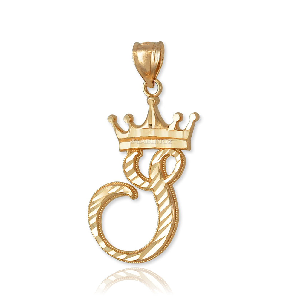 Gold Alphabet Cursive Letter 'S' Initial DC Pendant Necklace (yellow, white, rose, 10K, 14K) Karma Blingz