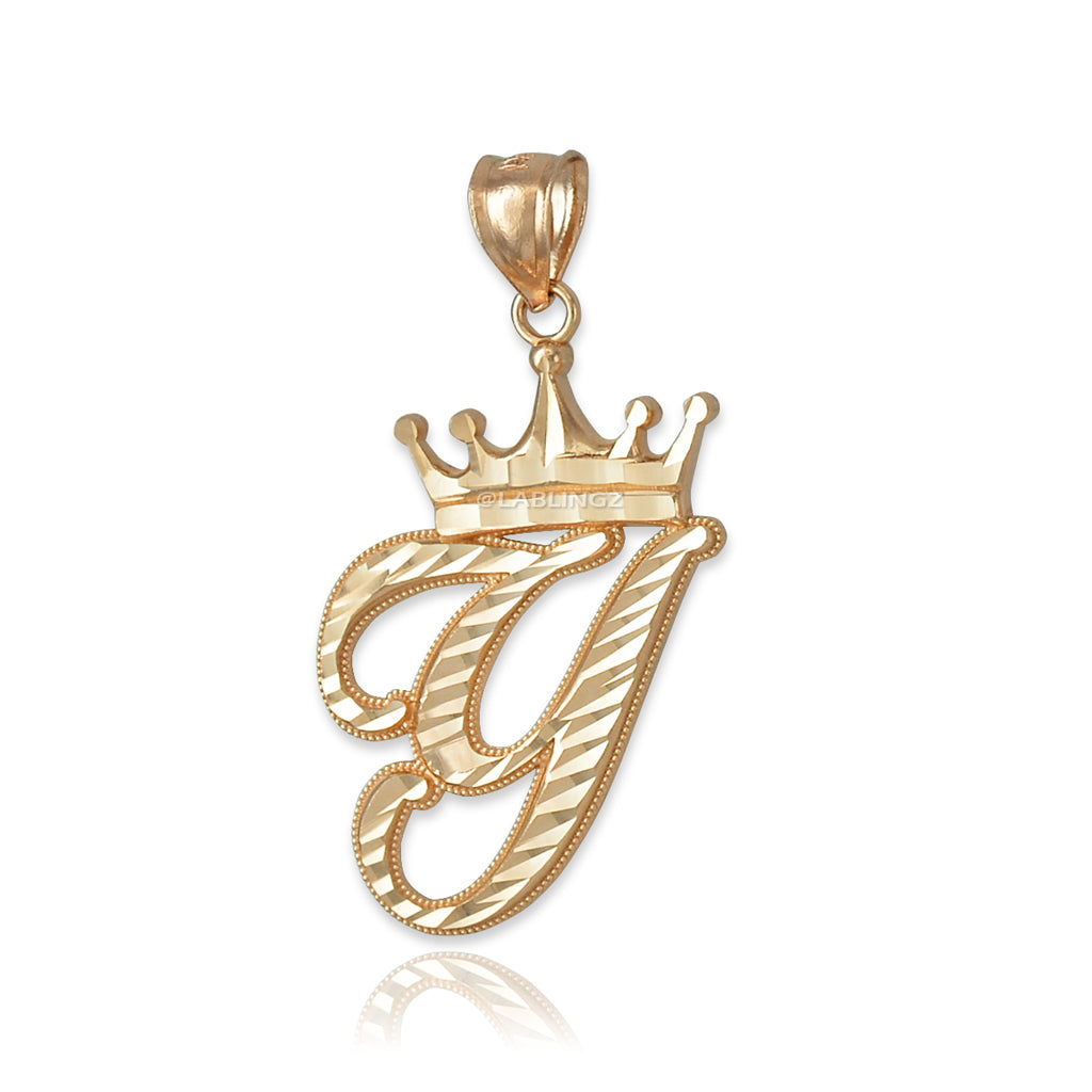 Gold Alphabet Cursive Letter 'Y' Initial DC Pendant Necklace (yellow, white, rose, 10K, 14K) Karma Blingz