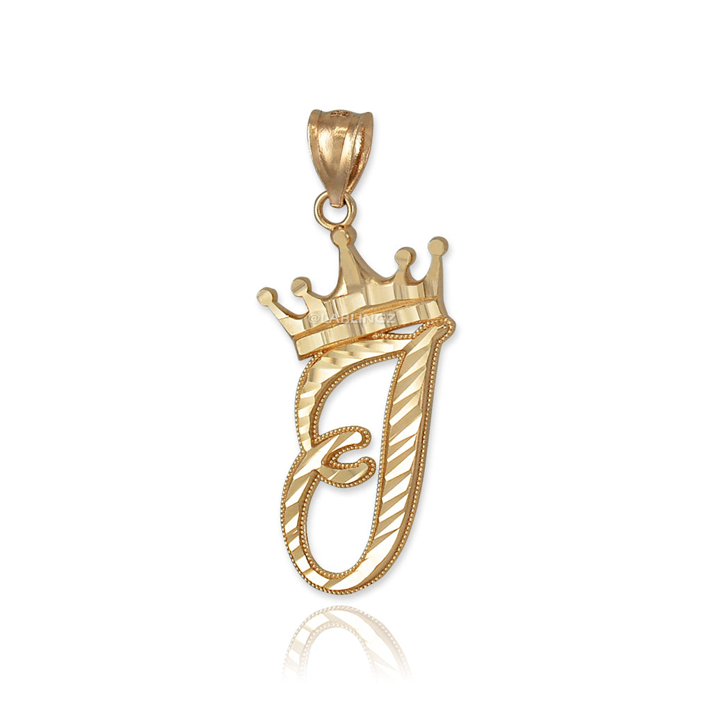 Gold Alphabet Cursive Letter 'I' Initial DC Pendant Necklace (yellow, white, rose, 10K, 14K) Karma Blingz