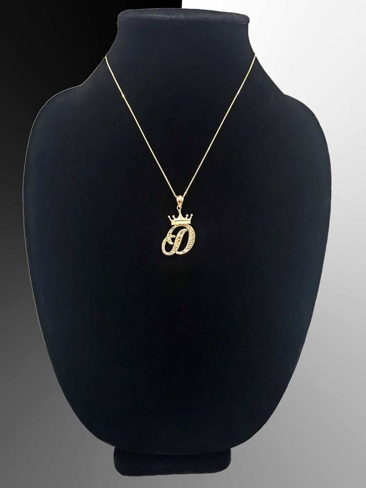 Gold Alphabet Cursive Letter 'E' Initial DC Pendant Necklace (yellow, white, rose, 10K, 14K) Karma Blingz