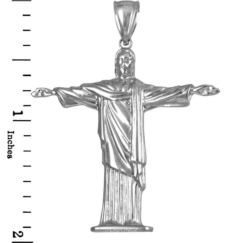 Sterling Silver Jesus Christ The Redeemer Cross Brazil Rio Statue Pendant Karma Blingz