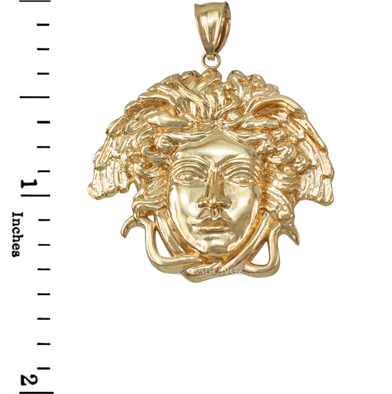 Gold Medusa Pendant (small, medium, large, 10k, 14k, yellow, white, rose gold) Karma Blingz