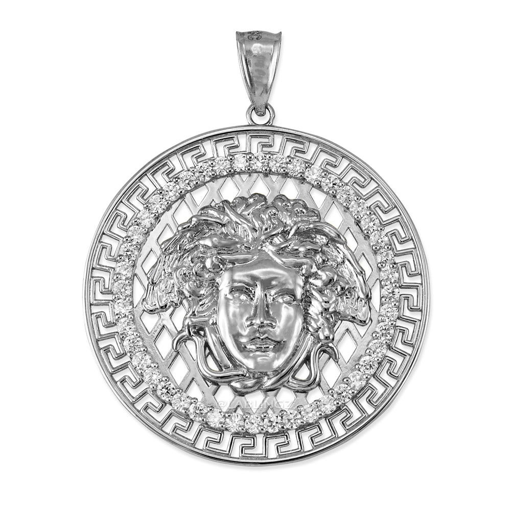 Sterling Silver Medusa CZ Medallion Pendant (small, large) Karma Blingz