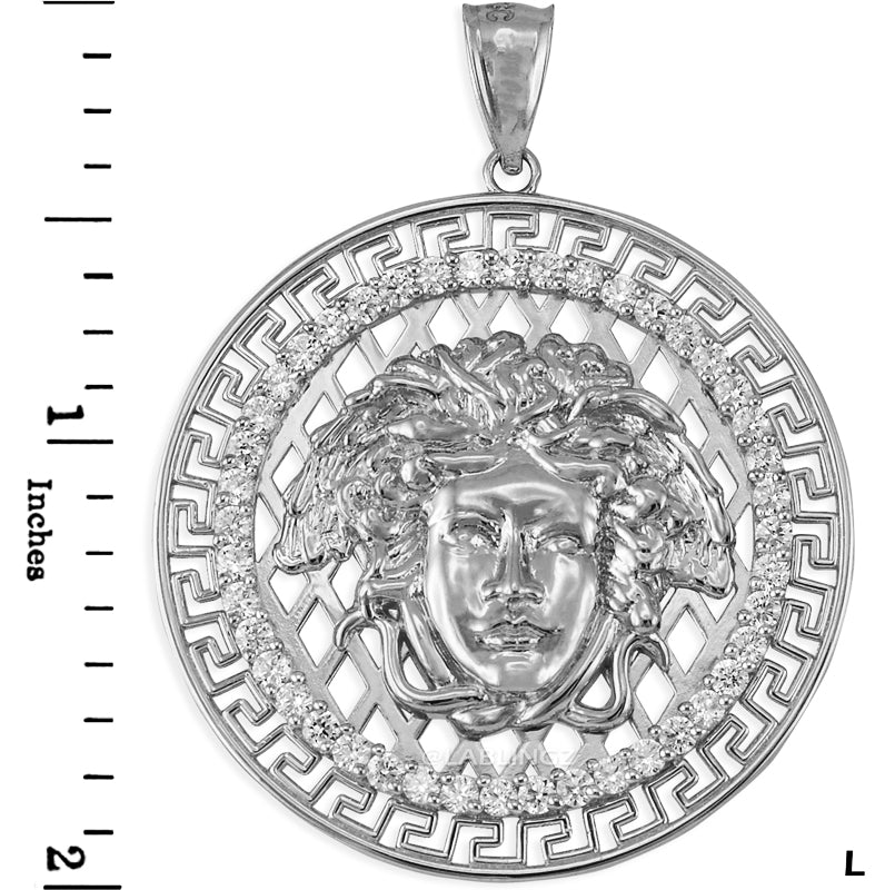 Sterling Silver Medusa CZ Medallion Pendant (small, large) Karma Blingz