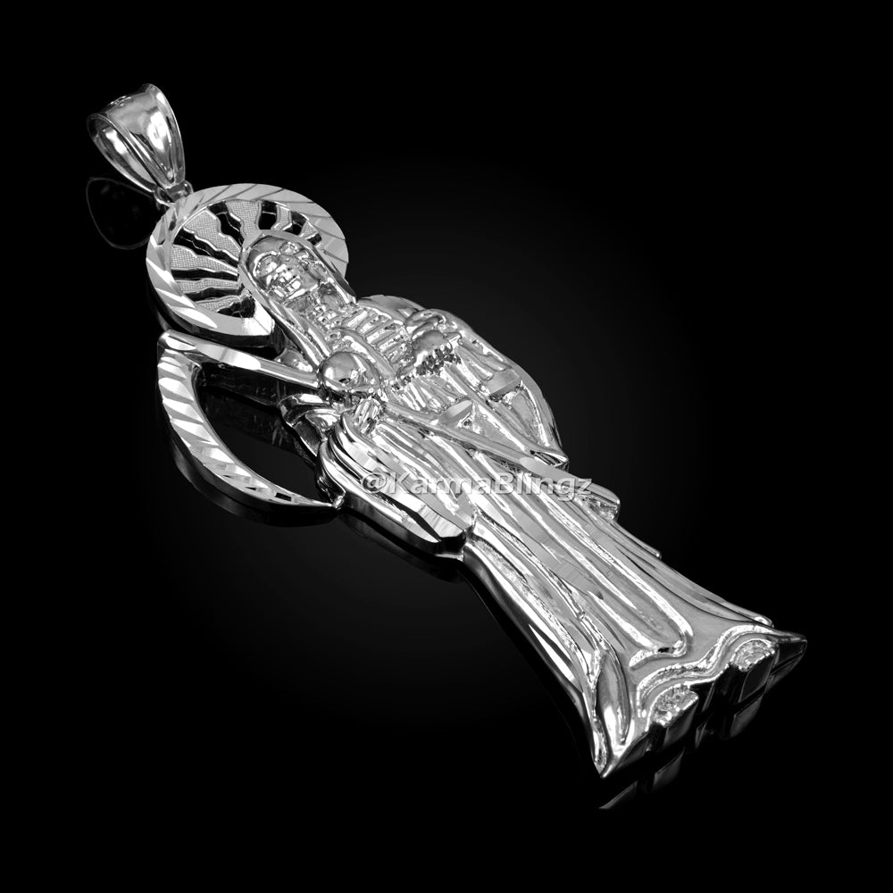 Gold Santa Muerte DC Pendant (yellow, white, rose gold, 10k, 14k) Karma Blingz