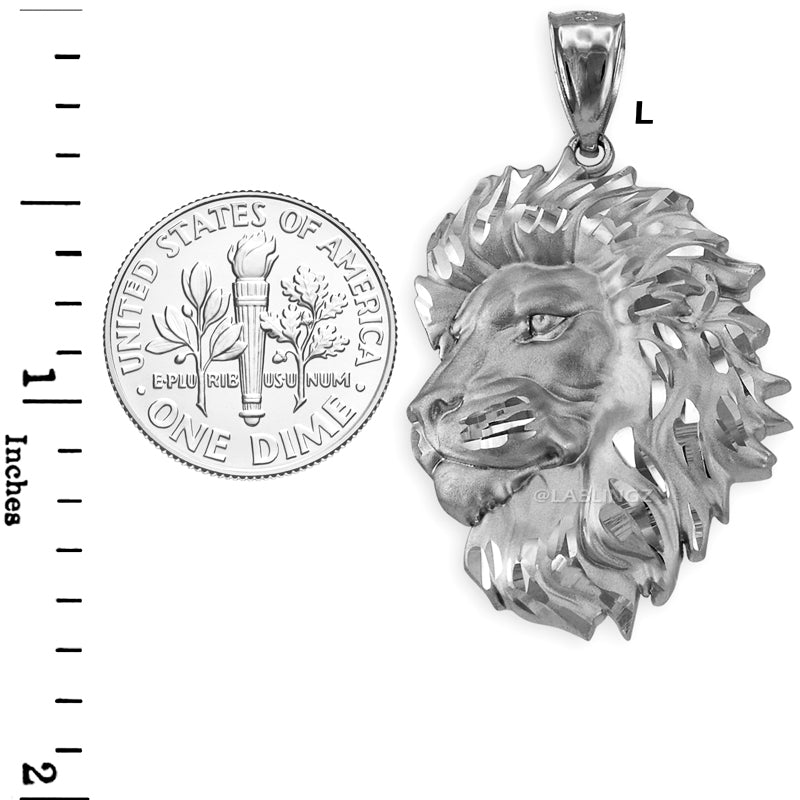 Sterling Silver Lion Face Satin DC Leo Pendant (S/L) Karma Blingz