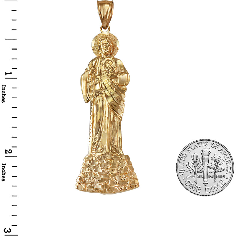 Gold Saint Jude DC Charm Pendant (S/M/L, yellow, white, rose gold, 10K, 14K) Karma Blingz