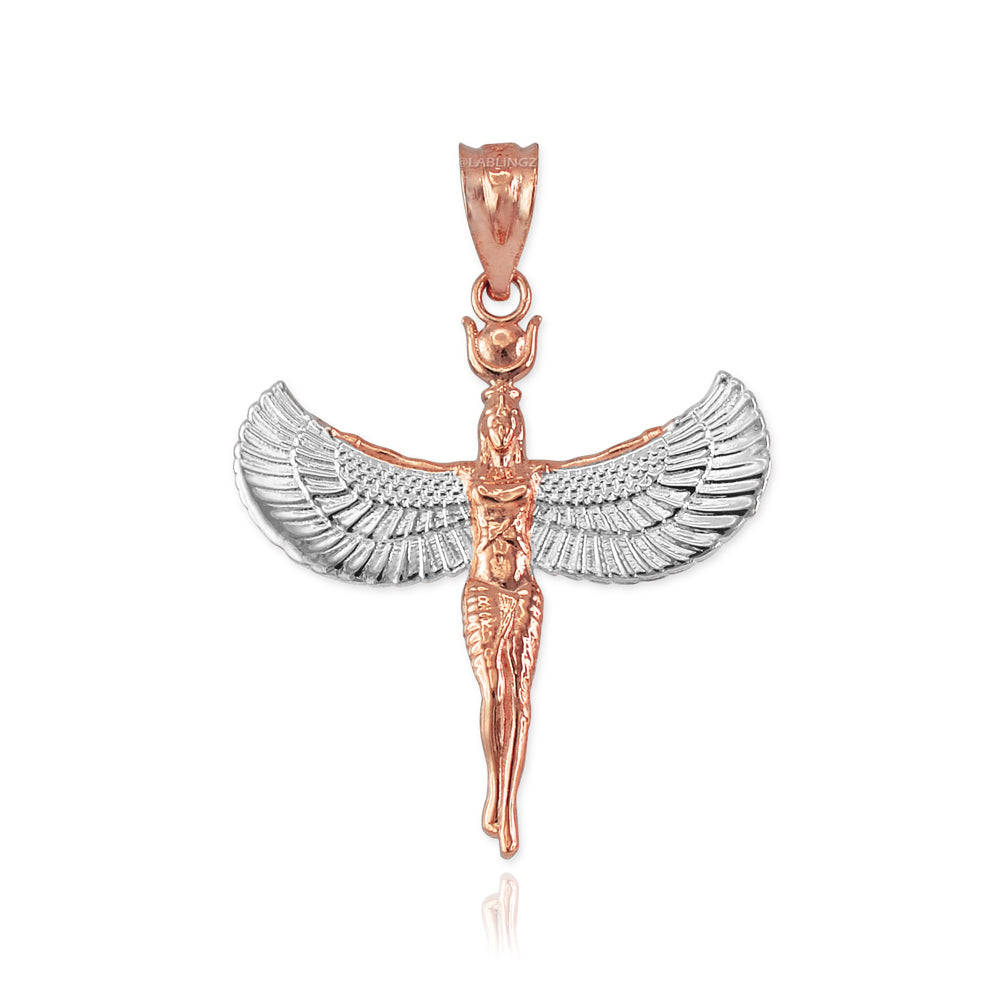 Gold Isis Egyptian Winged Goddess Pendant Necklace Karma Blingz
