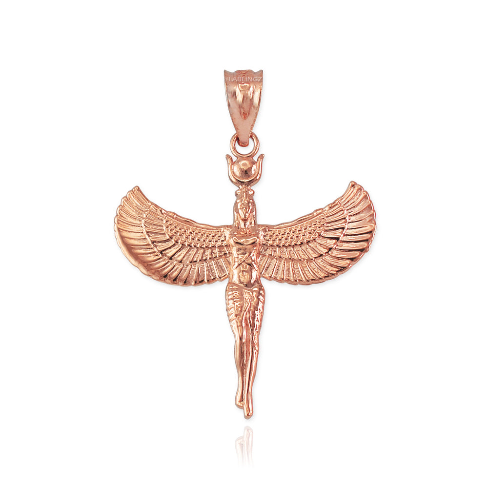 Gold Isis Egyptian Winged Goddess Pendant Necklace Karma Blingz