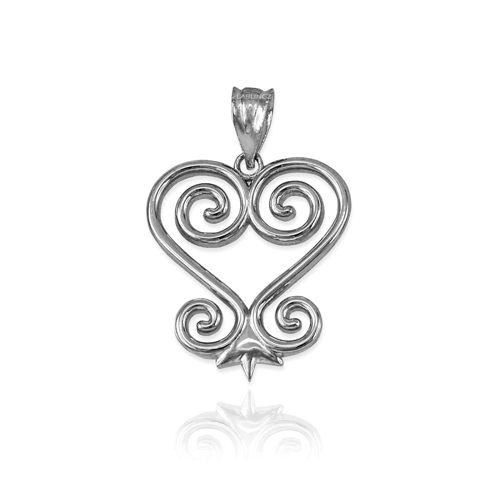 Gold African Adinkra Sankofa Heart Pendant Necklace (yellow, white, rose gold, 10K, 14K) Karma Blingz