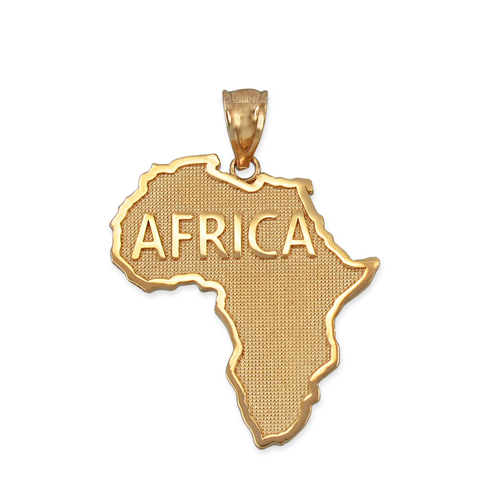Gold AFRICA Pendant Necklace (10K, 14K, yellow, white, rose gold) Karma Blingz