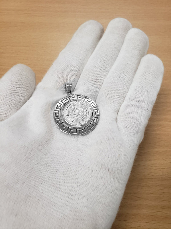Sterling Silver Aztec Bezel Mayan Sun Calendar Pendant Karma Blingz