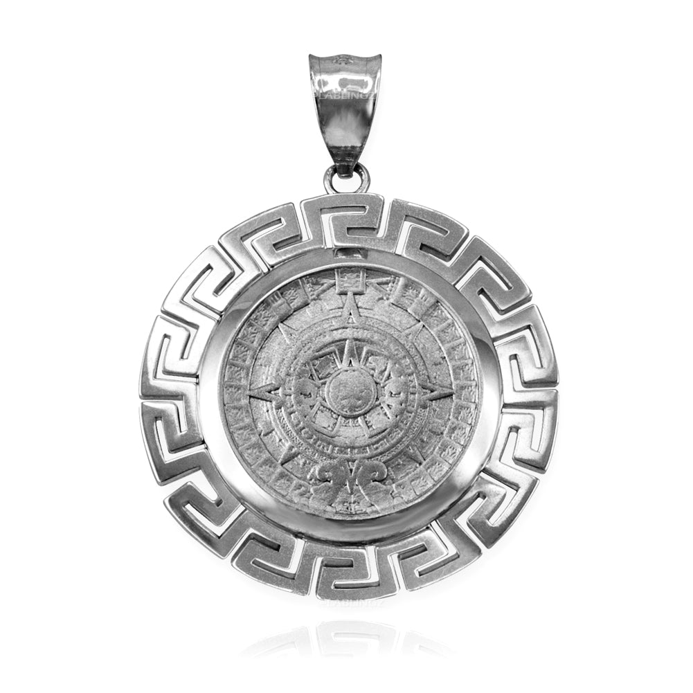Gold Aztec Bezel Mayan Sun Calendar Pendant (yellow, white, rose gold, 14k, 10k) Karma Blingz