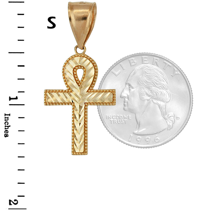 Gold Ankh Cross DC Hip-Hop Charm Pendant (10k, 14k, yellow, white, rose gold) Karma Blingz