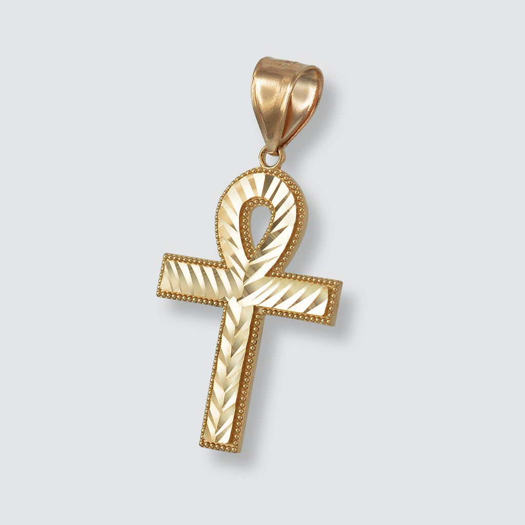 Gold Ankh Cross DC Hip-Hop Charm Pendant (10k, 14k, yellow, white, rose gold) Karma Blingz