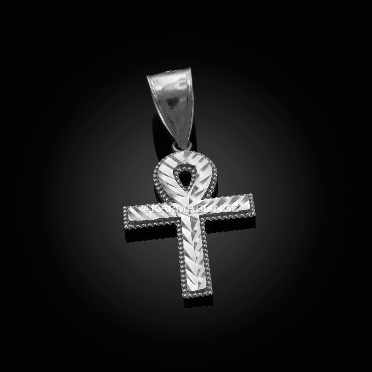Sterling Silver Ankh Cross DC Charm Hip-Hop Pendant Karma Blingz