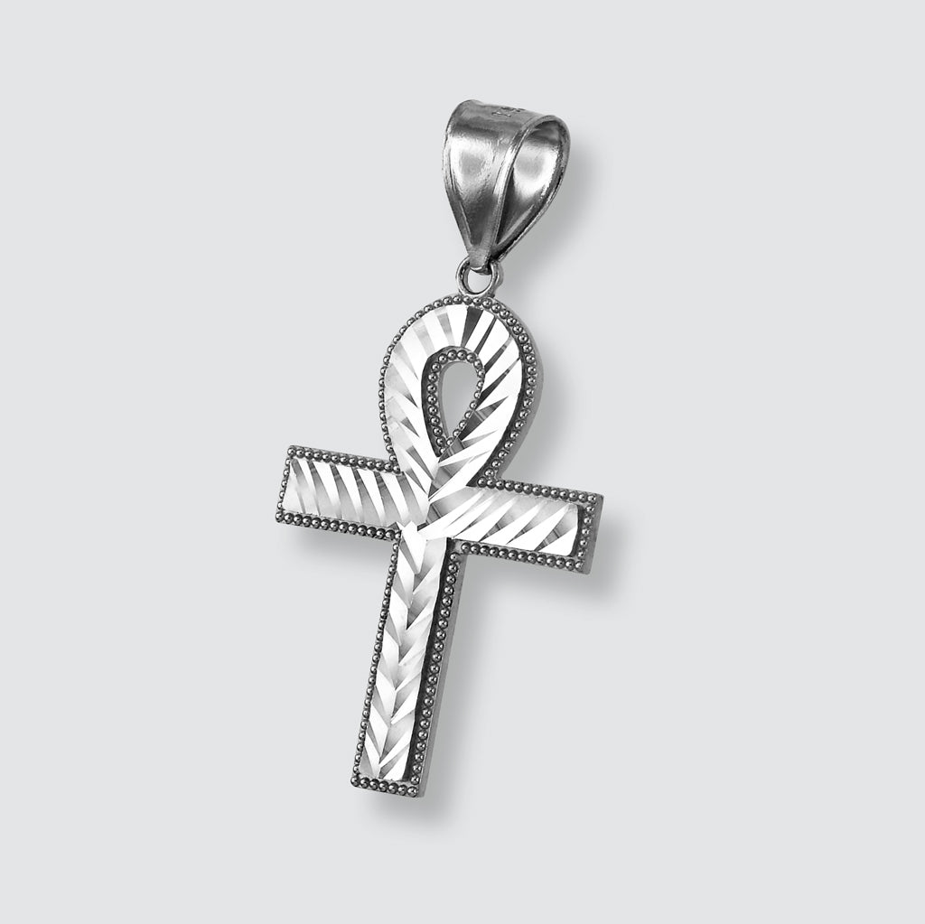 Sterling Silver Ankh Cross DC Charm Hip-Hop Pendant Karma Blingz
