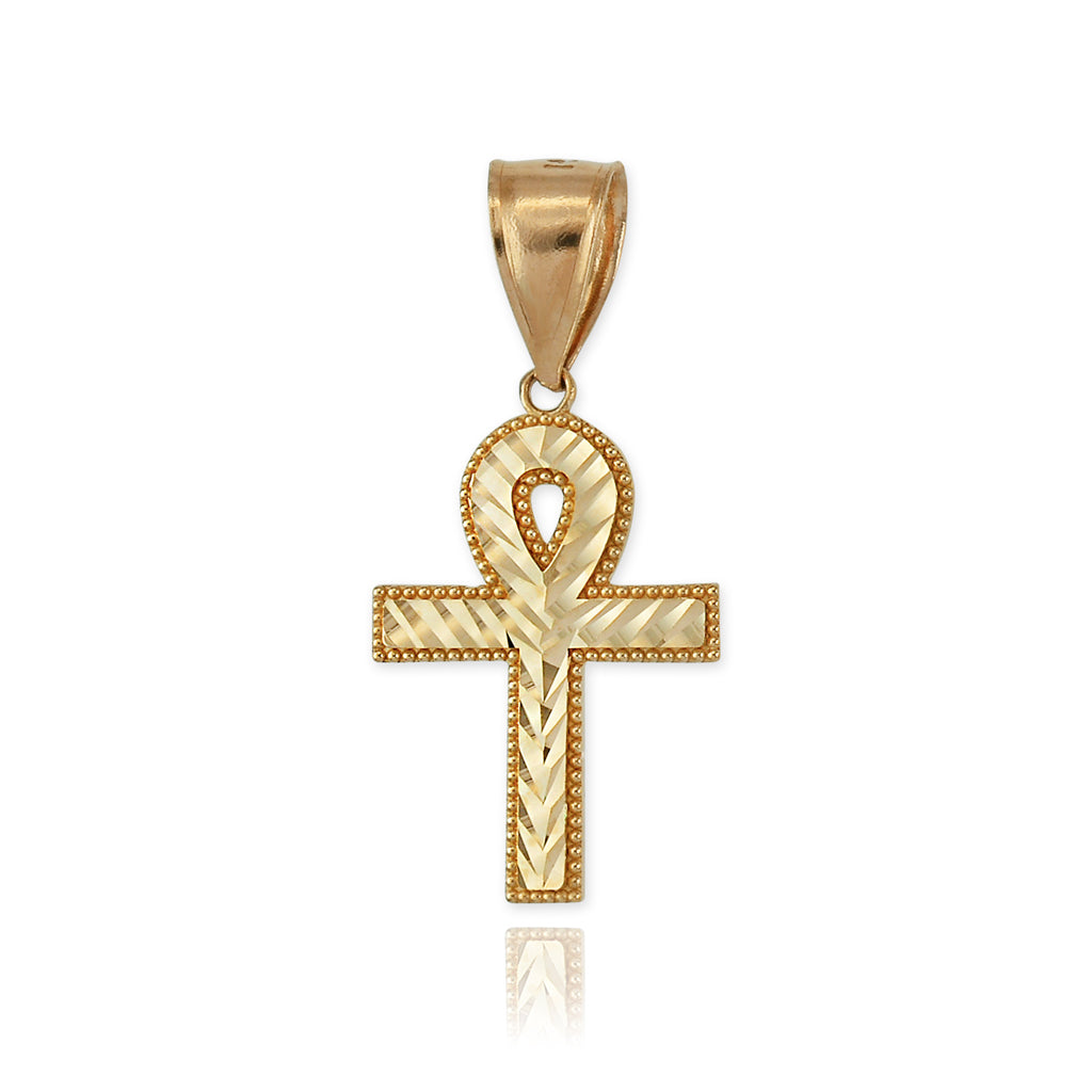 Gold Ankh Cross DC Hip-Hop Charm Pendant (10k, 14k, yellow, white, rose gold) Karma Blingz