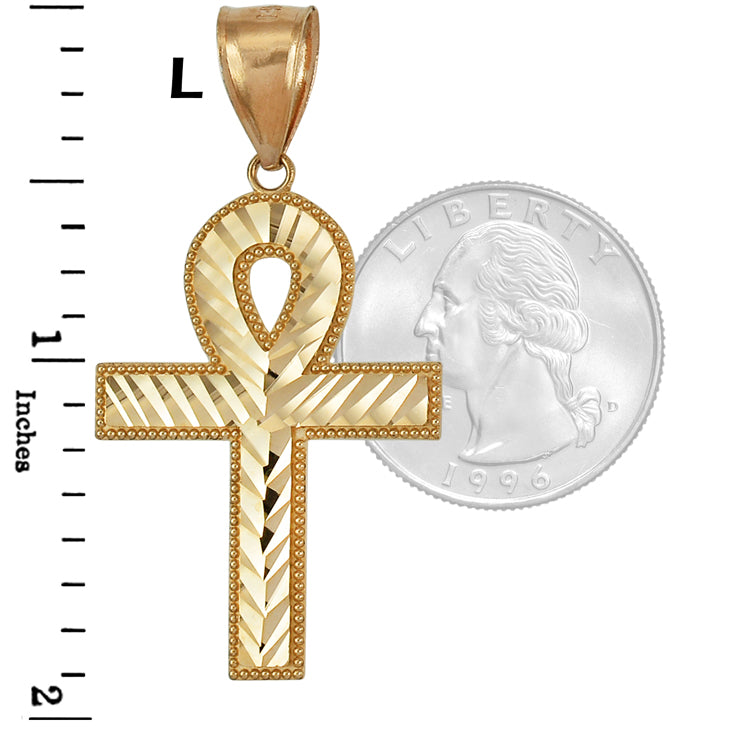 Gold Ankh Cross Mens DC Hip-Hop Pendant (10k, 14k, yellow, white, rose gold) Karma Blingz