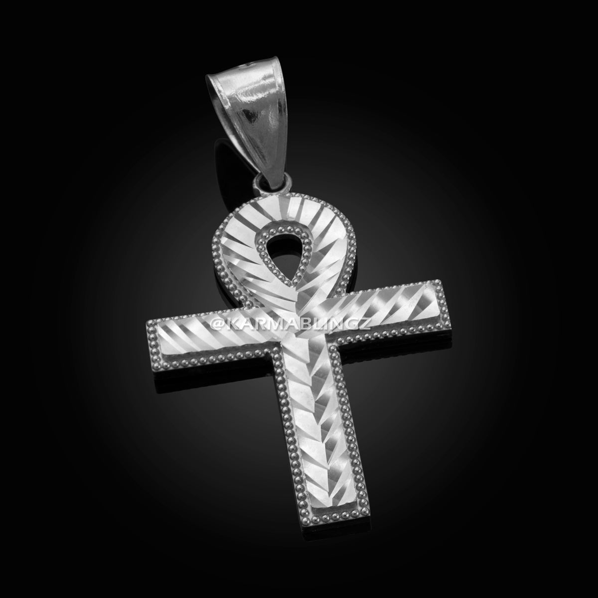 Sterling Silver Ankh Cross Mens DC Hip-Hop Pendant Karma Blingz