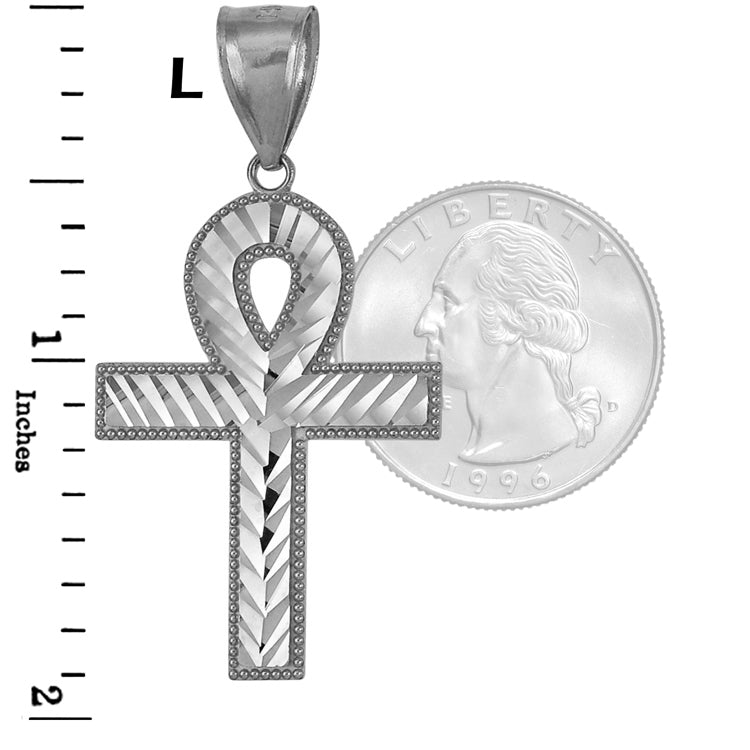 Sterling Silver Ankh Cross Mens DC Hip-Hop Pendant Karma Blingz