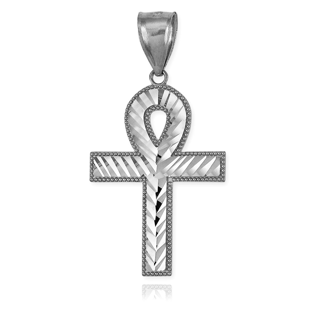 Sterling Silver Ankh Cross Mens DC Hip-Hop Pendant Karma Blingz