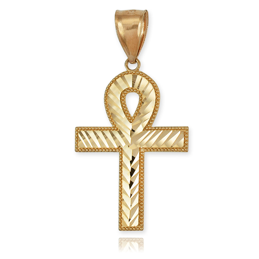 Gold Ankh Cross Mens DC Hip-Hop Pendant (10k, 14k, yellow, white, rose gold) Karma Blingz