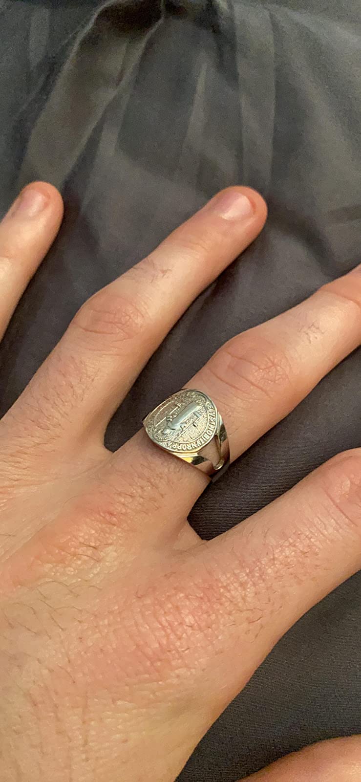 925 Sterling Silver St Benedict Medallion Ring Karma Blingz