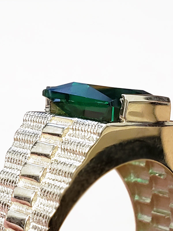 10K Yellow Gold Men's Square CZ Birthstone Ring Karma Blingz