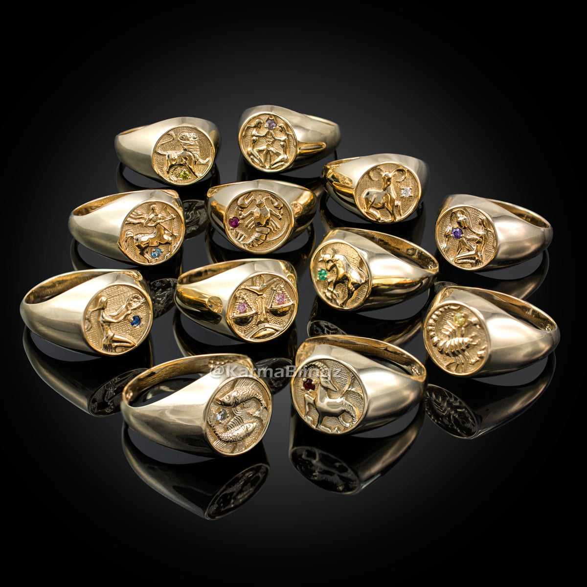 Yellow Gold Genuine Birthstone Zodiac Ring Karma Blingz
