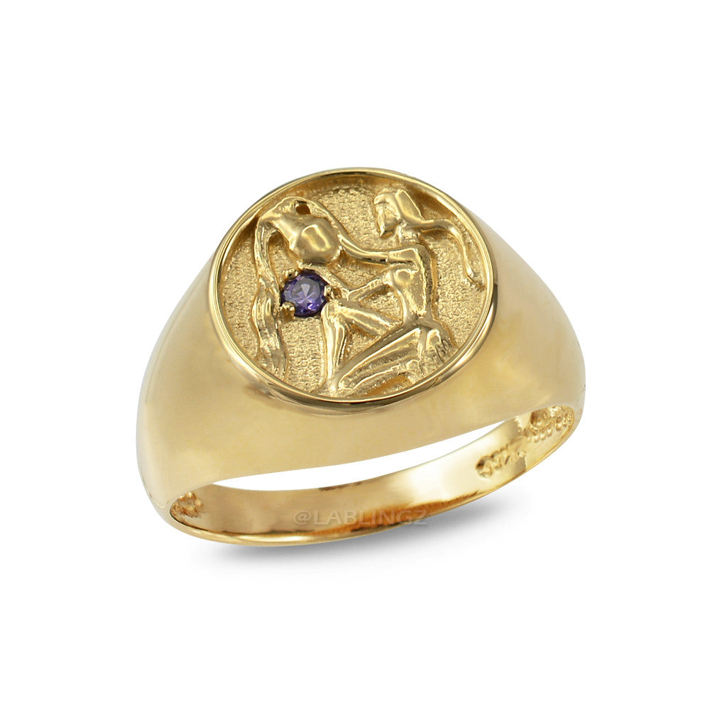 Yellow Gold Genuine Birthstone Zodiac Ring Karma Blingz