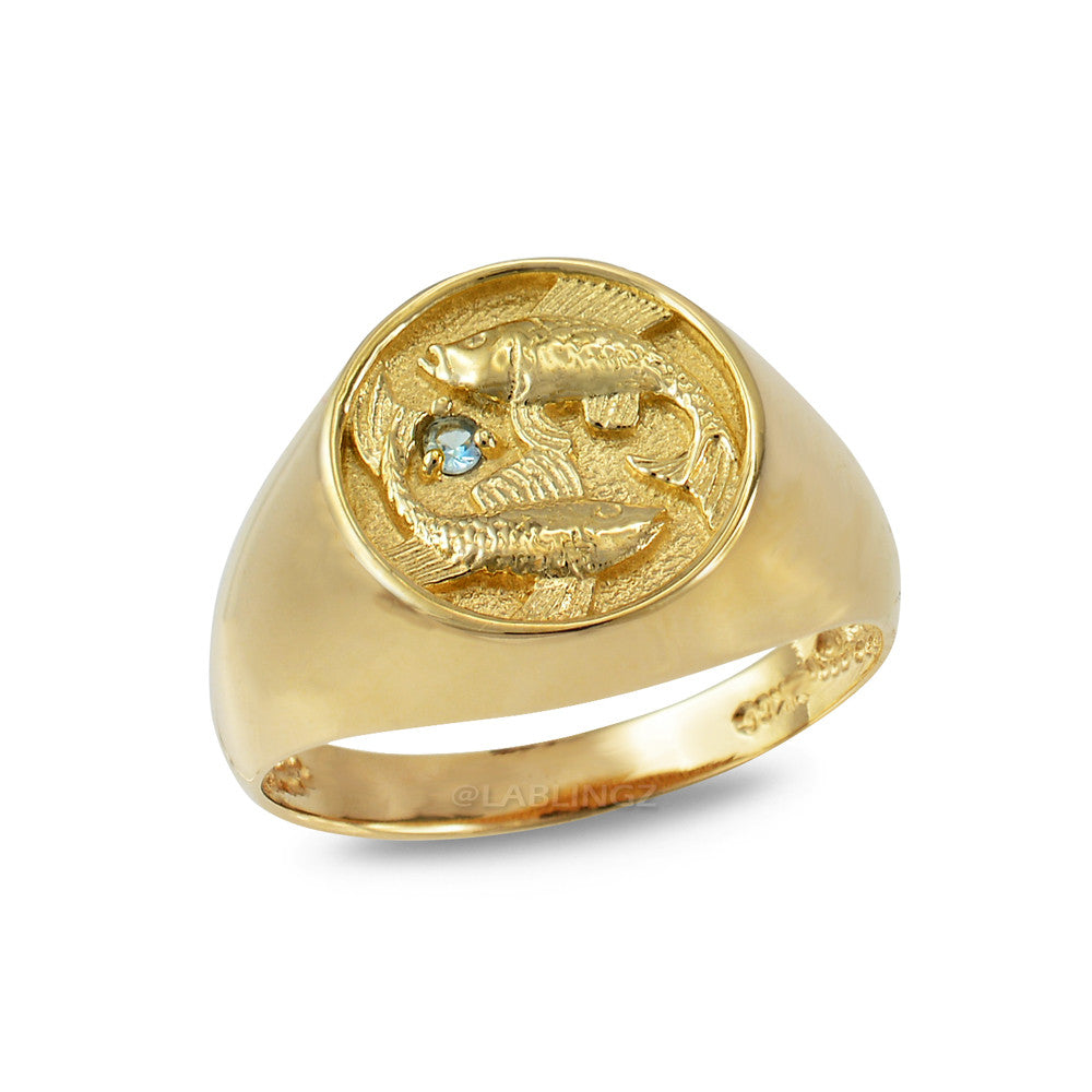 Yellow Gold Genuine Birthstone Zodiac Ring Karma Blingz