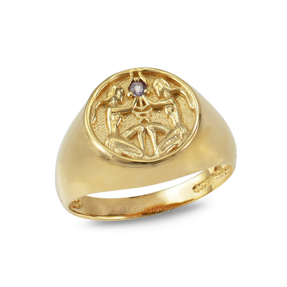 Yellow Gold Genuine Birthstone Zodiac Ring Karma Blingz