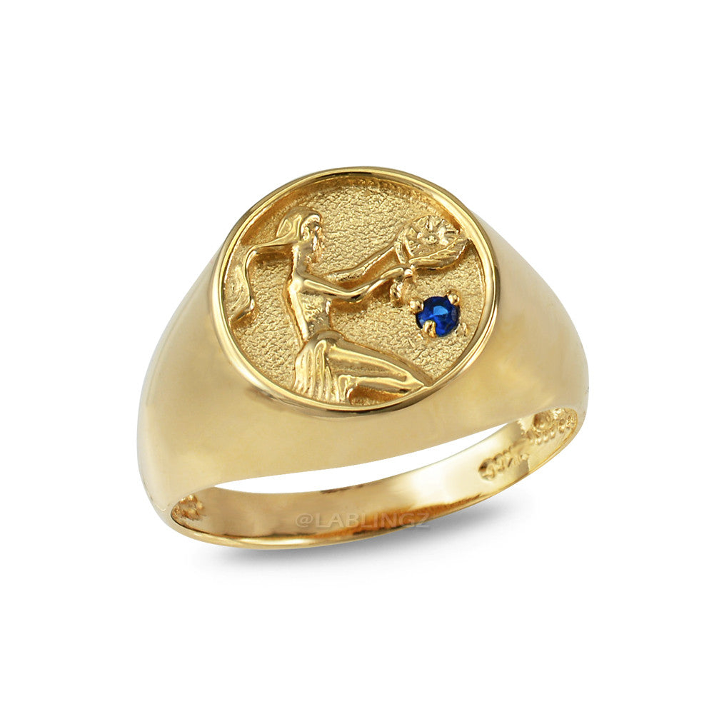 Yellow Gold Genuine Birthstone Zodiac Ring Karma Blingz