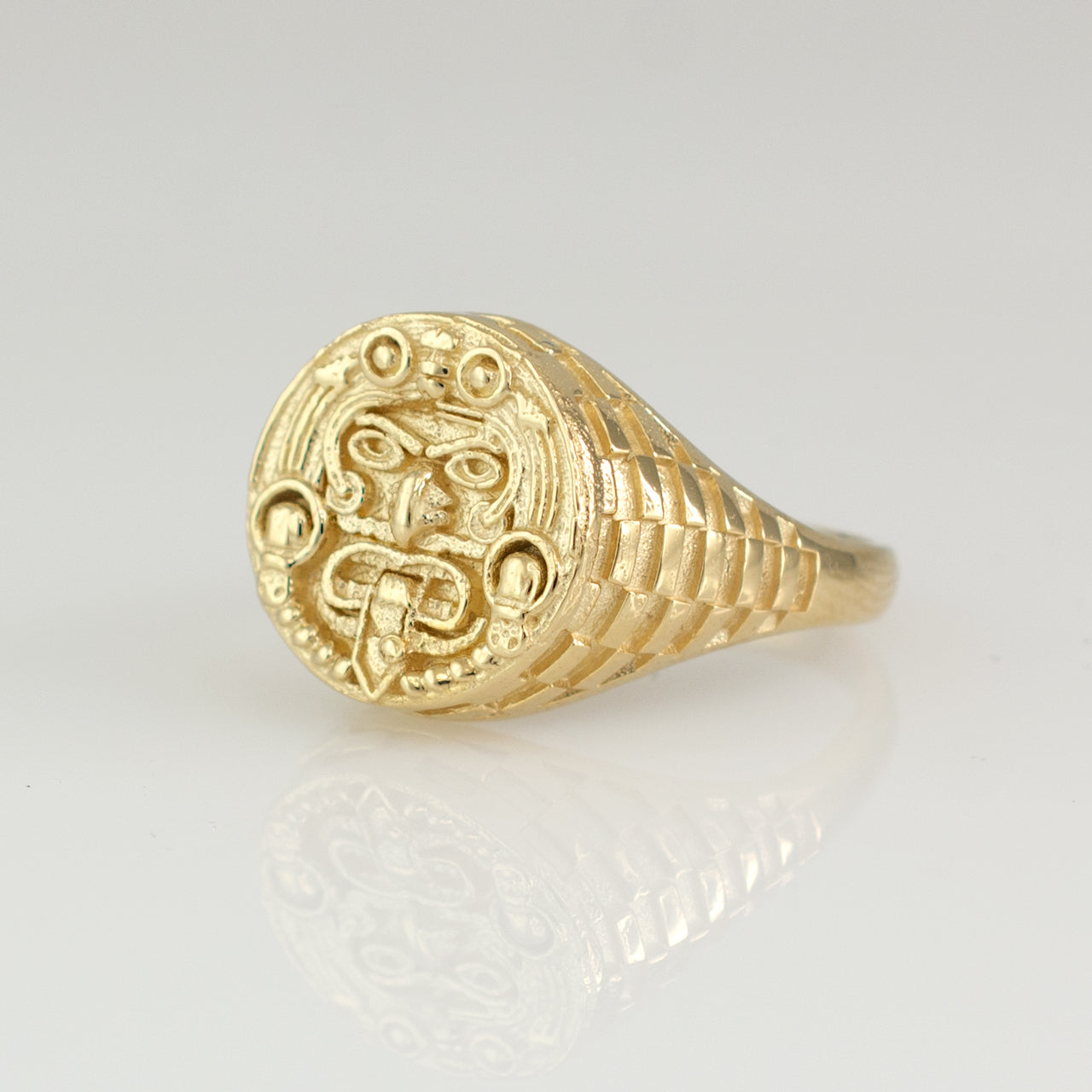 Gold Aztec Mayan Sun Rugged Ring Karma Blingz