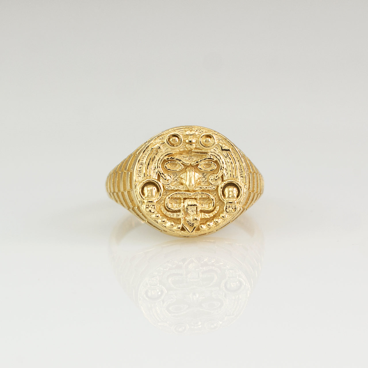 Gold Aztec Mayan Sun Rugged Ring Karma Blingz
