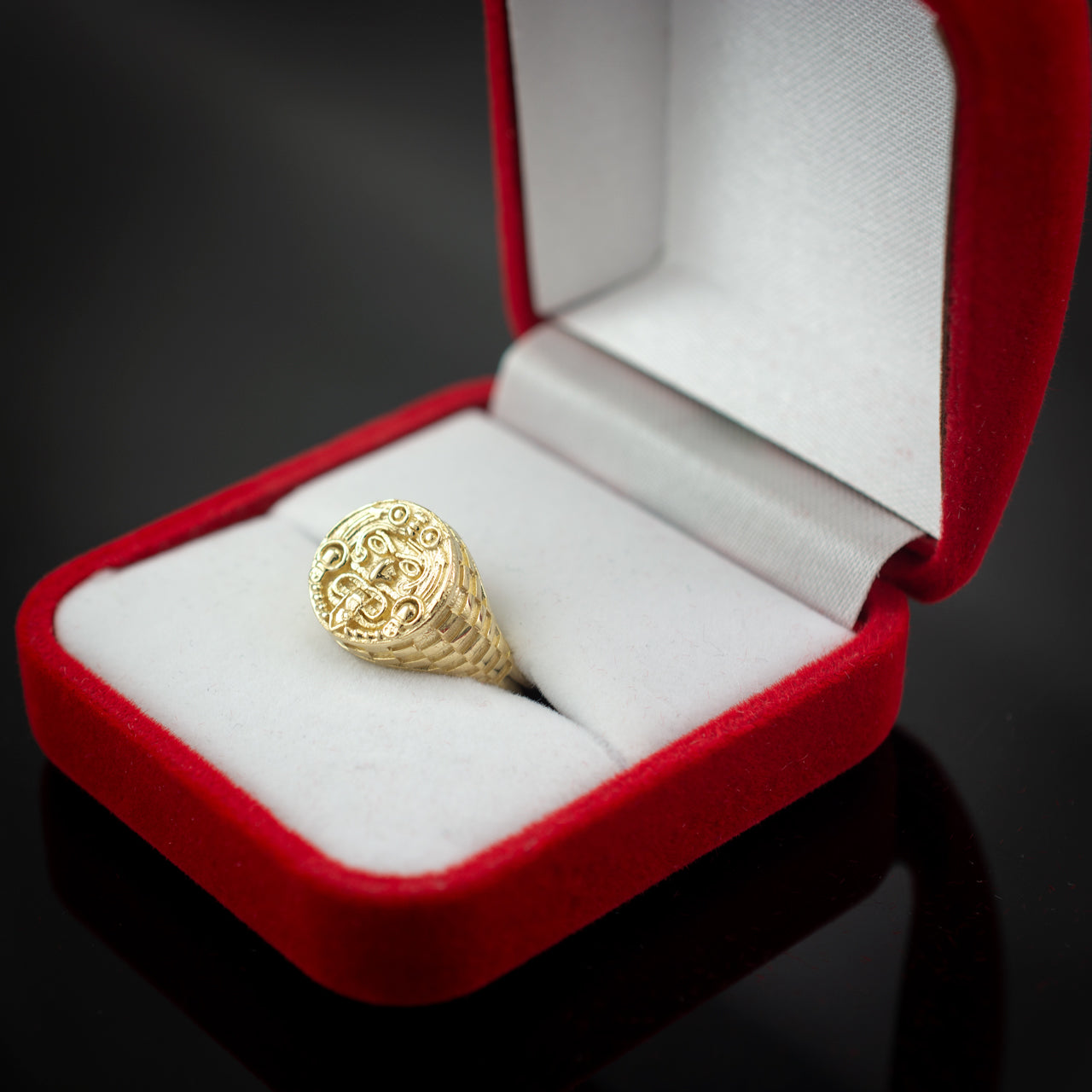 Gold Aztec Mayan Sun Rugged Ring Karma Blingz
