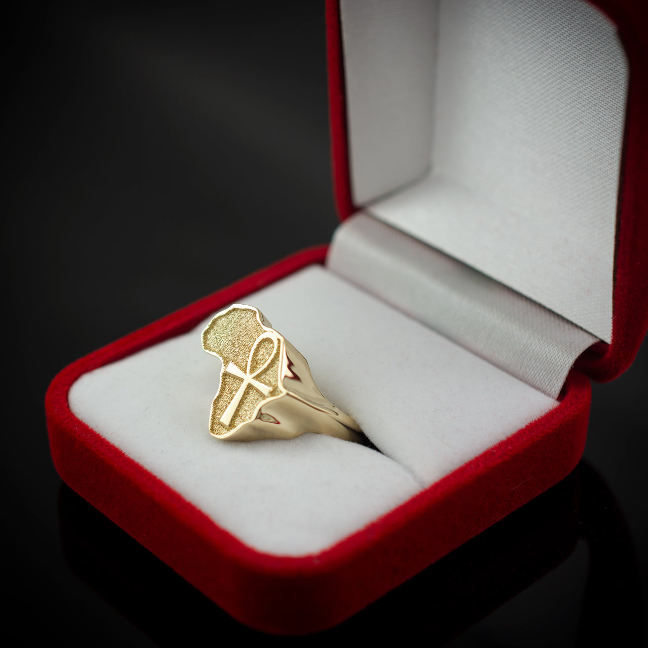 Solid Gold Egyptian Ankh Africa Ring Karma Blingz