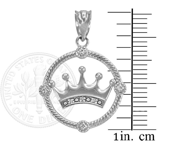 Gold Quinceanera Crown Diamond Pendant Necklace (10k, 14k, yellow, white, rose gold) Karma Blingz
