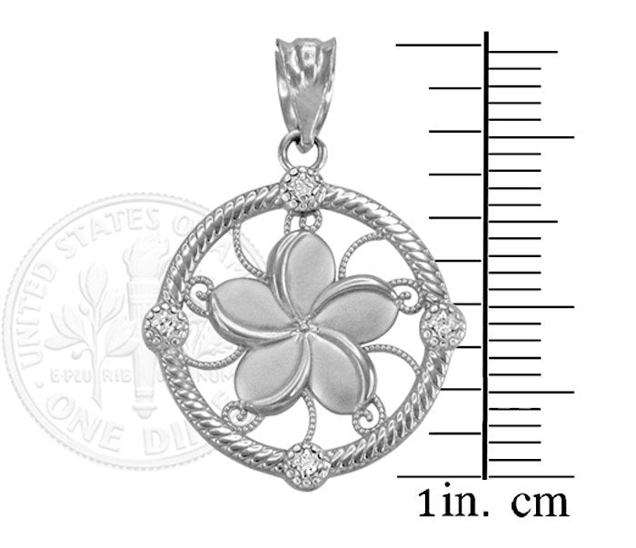 Gold Hawaiian Plumeria Flower Diamond Pendant Necklace (10k, 14k, yellow, white, rose gold) Karma Blingz