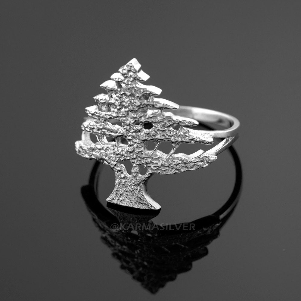 Sterling Silver Cedar Tree of Lebanon Ladies Ring Karma Blingz