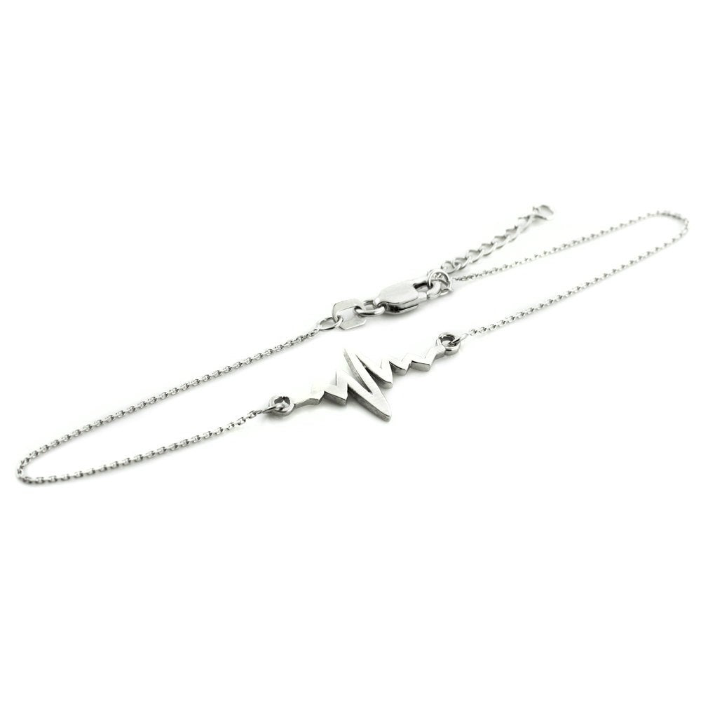 14K White Gold Heartbeat EKG Pulse Bracelet Karma Blingz