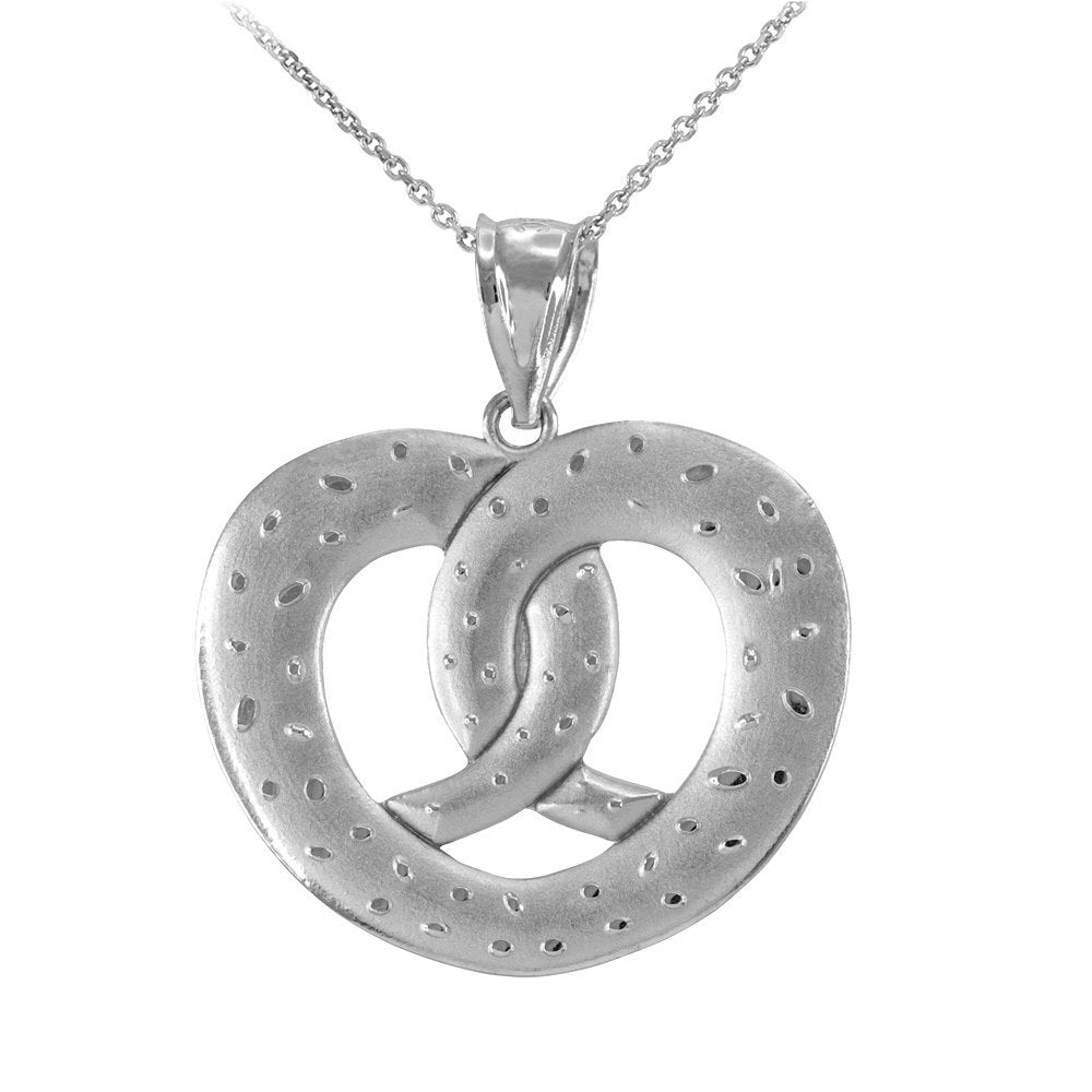 Sterling Silver Salted Pretzel Pendant Necklace Karma Blingz